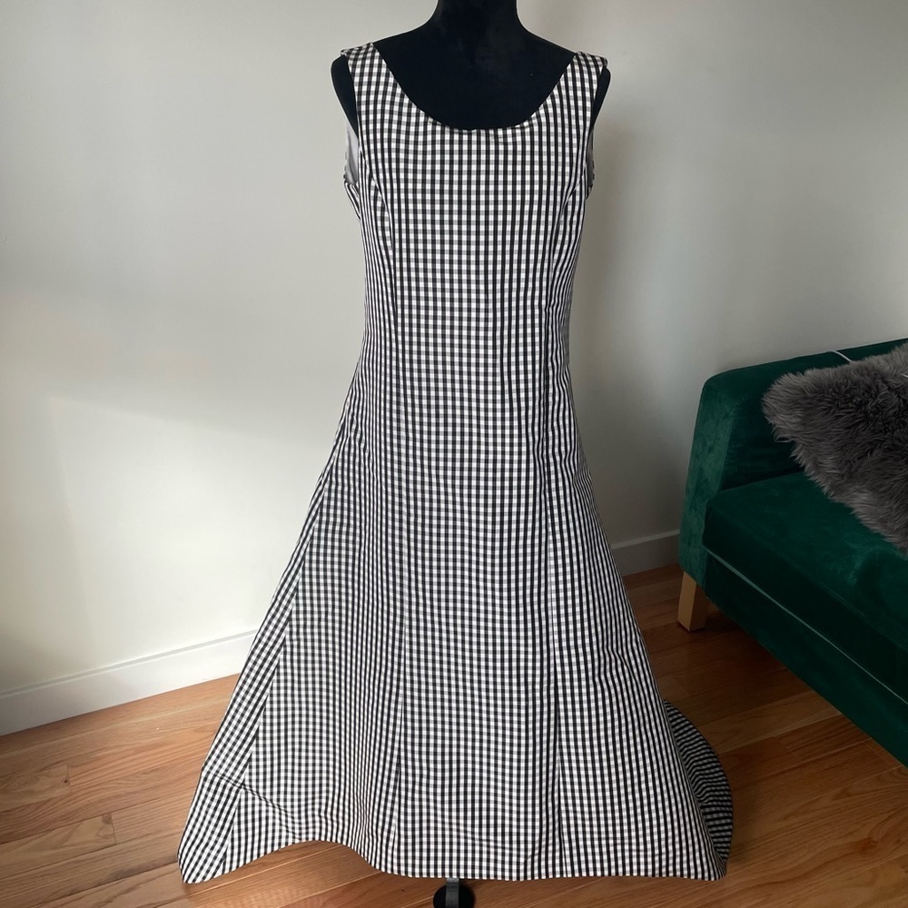 Lee Anderson Couture Vintage Black White Check Print Sleeveless Crinoline Gown 8